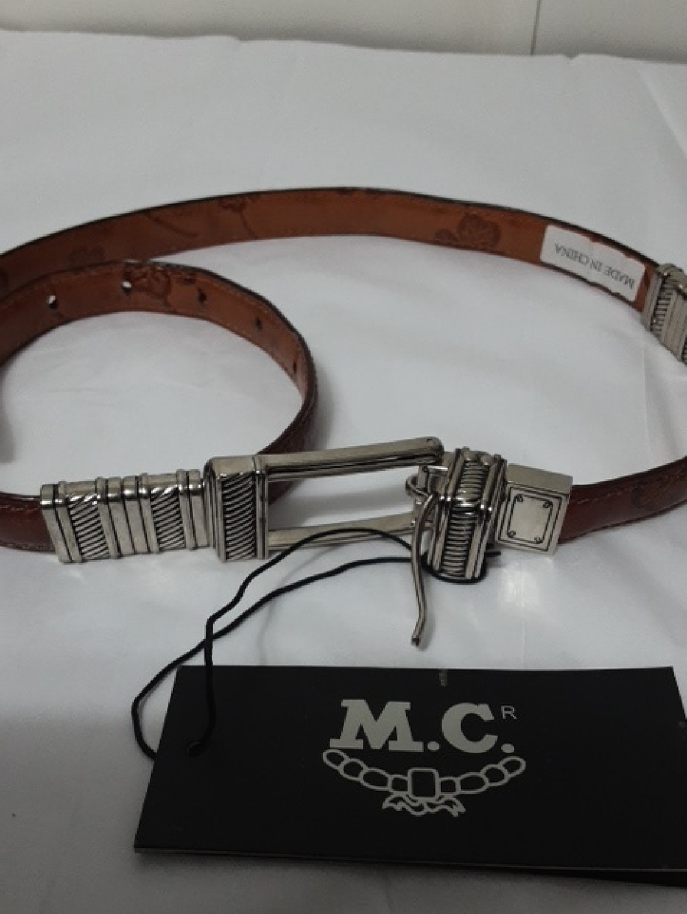 M.C.‎ Brown Leather WOMEN'S Belt with Silver Hardware